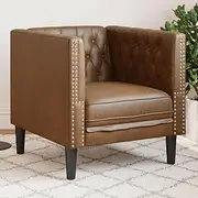Chesterfield Chair Faux Suede Leather Couch for Living Room, Small Single Sofa, Comfy Supportive Furniture, Bedroom Reading