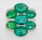 GENUINE 4.40 Cts OPALS & WHITE SAPPHIRES RING .925 SILVER - New With Tag