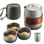 Chinese Tea Set Travel Teapot with 3 Cups Tea Cups and Tea Storage Portable8705