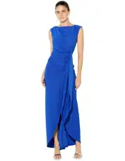 [Montique] Romy Jersey Drape Dress in Blue
