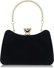 [CZWLWYXB] Velvet Fashion Women Evening Bags Women Vintage Diamond Clutch Bags Elegant Handbags Formal Party Clutches Purses for Wedding, Black