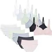 [VeaRin] Big Girls Wireless Lightly Padded Training Beginner Bras and Underwear Set