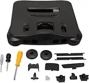 Universal Replacement Game Console Protective Shell N64 Retro Video Game Console Case with Mounting Screwdriver, Sticker, Black