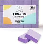 Artist Land Purple Mini Buffer Set 180/240 Grit – 50 Ct - Professional Grade Salon Quality Nail Buffing Blocks Pack for Pre-Application of Polish, Gel, Acrylic, Double-Sided Buffer Blocks