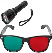 Red and Green Vision Test Glasses, 4-Point Eye Test Light with 4-Point Flashlight, Simultaneous Fusion Strabismus Detection, Enhance Color Perception, for Ophthalmologists, Optometrists