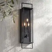 Possini Euro Jericho 35" High Textured Black Outdoor Wall Light