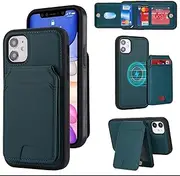 FROLAN for iPhone 11 MagSafe Case Wireless Charging with Wallet Detachable Card Holder Premium PU Leather Magnetic Stand Kickstand Protective Phone Cover for iPhone 11 6.1" Green
