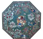 Octagon Green Marble Indoor Table Top Nature Pattern Inlay Work Dining Table