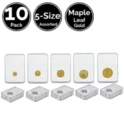 10 Pack 5 Size Assorted Slab Coin Holders For Canadian Gold Maple Leaf Series