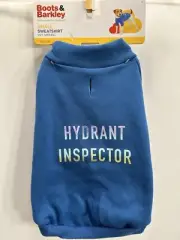Boots & Barkley Dog Size S Blue HYDRANT INSPECTOR Pet Sweatshirt, Up To 20 Lbs