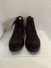 Stafford Mens Brown Suede Lace Up Wingtip Ankle Boots Size 11