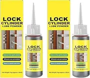 Graphite Powder for Locks, 60ml Lock Cylinder Lube Powder, Superior Lubrication for Smooth Operate, Fit Window Guides, Car Locks, Bearings, Keys, Door Guides & Anti-Theft Door Lock Hinge (2pcs)