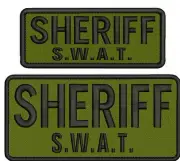 Sheriff SWAT embroidery patch 3x6 and 2x5 hook on back od green