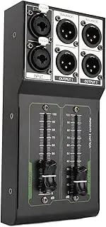 Passive Volume Controller, No Clutter Input Output Sound Quality No Loss Mixer Volume Adjustment Controller, Lossless 1 in 2 Out Accurate Stereo Volume Controller for Studio