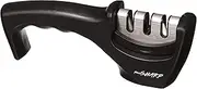 [PreciSHARP] 3 Stage Knife System to Sharpen Straight & Ceramic Kitchen Tools, Standard, Black