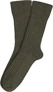 [Hann Brooks] Mens Merino Army/Khaki Green Lambswool Boots Hiking Walking Thermal Warm Crew Socks UK 7-11 2 Pairs, Army/ Khaki Green, One size