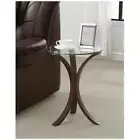 Accent side table with Wooden base and round glass top.