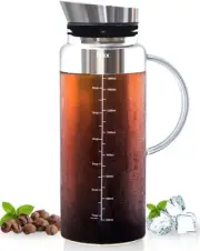 Cold Brew Coffee Iced Tea Maker & Fruit Pitcher - Large Capacity 51 Ounces - ...
