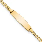 Solid 14K Yellow Gold Baby Soft Diamond Shape Curb ID Bracelet