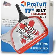 ProTuff 17" Pool Silt Net - Heavy Duty Fine Mesh Silt & Sand Swimming Pool Skimmer Cleans 3X Faster Than Vacuum - 18 Inch Leaf Rake Bag for Pollen, Gnats