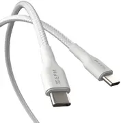 EFM USB-C to USB-C 1m Braided Power & Data Cable For Galaxy Note 8/iPhone WHT