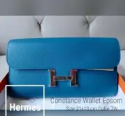 Hermes Constance Long Wallet Epsom 7W Izmir Blue Brand NEW in BOX with receipt