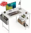40" L-Shaped Computer Desk White Home Office Corner Desk with Storage Shelves