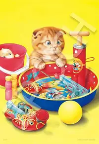 在飛比找Yahoo!奇摩拍賣優惠-28-039 300片日本進口拼圖 玩水的貓咪 村松誠