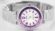 Casio LTP-1367D-6AD Ladies Purple Metallic Dial Watch Stainless Steel Band New