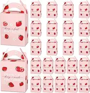 Sinload 12 Pack Strawberry Party Favor Berry First Birthday Treat Box Sweet Strawberry Gift Candy Goodie Box Summer Fruit Present Bag for Sweet One Birthday Baby Shower Decor Supplies
