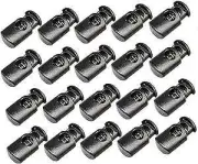 30Pcs Black Cord Locks, Stop Plastic End Single Hole Spring Loaded Toggle 30pcs