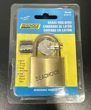 Seachoice 1 1/2 Inch Solid Brass Padlock with 2 Keys Model 37211
