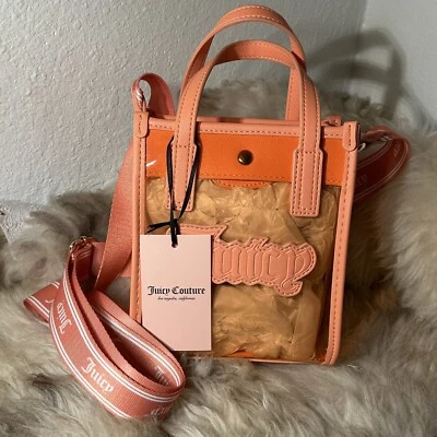 NWT Juicy Couture Gelato Clear Mini Tote Crossbody - Peach Fuzz