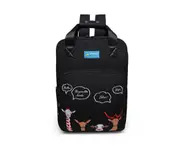 W04 Black Backpack Female Korean School Bag Large Capacity Casual Simple Embroidery Travel Bag Computer Bag for 14 Inch Notebook