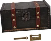 OATIPHO Vintage Wooden Box with Lock Small Decorative Storage Chest for Keepsakes Jewelry and Trinkets Charming Hinged Lid Design Elegant present Option Occasion
