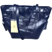 Patricia Nash Leather Kemball Tote Bag Ocean Blue Tassel NWT orig $299