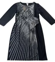 Chico’s Dress Women Sz 1 US Pieced Beatrice Pattern Black Optic White 570118767