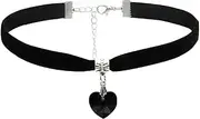 [Lyqaq] Heart Choker Necklace for Women, Black Adjustable Velvet Choker for Women Girls Classic Aesthetic Choker Goth Collar Chain, Vintage Goth for Valentines Day Cosplay Party Jewelry, standard,