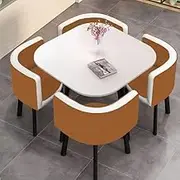 Modern Conference Dining Table Set for 4, Square Office Reception Table and 4 Chairs, Coffee Table for Living Room,Dining Room,Kitchen(1)