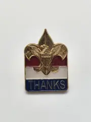 Vintage Gold Red White Blue Colored Fluer De Lis Tie Tack Pin Thanks Boy Scouts