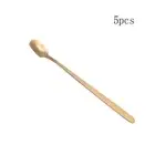 5pcs Stainless Steel Square Teaspoon Silver/gold Dessert Scoops Cafe