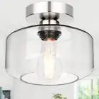 Industrial Semi Flush Mount Ceiling Light Brushed Nickel, 900 Lumen LED Bulb ...