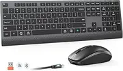 MEETION Wireless Keyboard and Mouse, Bluetooth/2.4GHz Multi Device Computer Keyboard, Full Size Slim Rechargeable Keyboard, 3800 DPI Optical Mouse, for Windows/Mac/Laptop/PC/Desktop/iPad/Phone