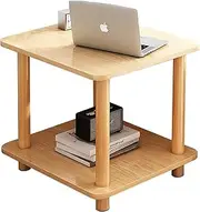 2-Tier Side Table, Solid Wood Tall End Table with Storage Shelves, Nightstand Bedside Table for Small Spaces, Bedroom, Living Room, Entryway, Farmhouse (Color : Wood Color, Size : 40x40x53cm)