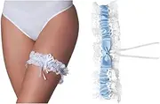 [Alrens] Wedding Legs Bridal Garter Set Lace Wedding Garters Garters for Bride Lace Wedding Garter Bridal Bow Garter Garter, Blue, One Size