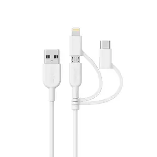 ANKER USB-A 3合1 傳輸充電線 Powerline II (白) A8436H21