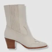 $750 Alexandre Birman Women's Beige Dory Leather Bootie Shoes Size EU 36/US 6