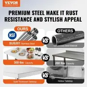 Stainless Steel Kitchen Bench Folding Commercial Prep Table 1220x610 mm