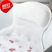 Luxury Bath Pillow Neck & Back Support with 4D Mesh Fabric Non-Slip Suction Cups