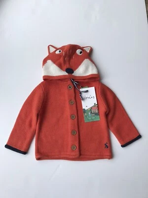 Joules Baby Alby Ultimate Character Hooded Cardigan - Orange Fox- Age 6-9 Months